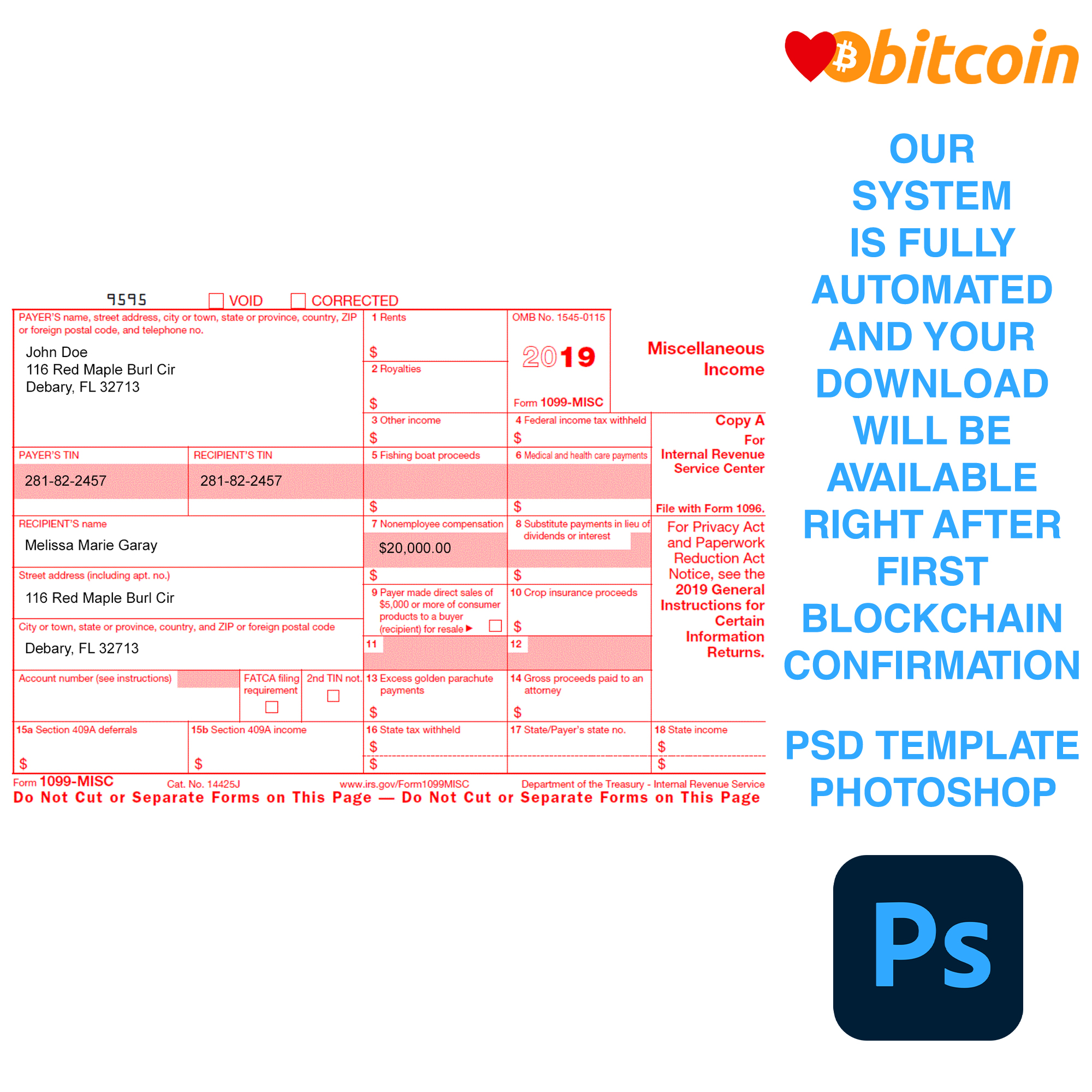 USA 1099MISC Form Template United Templates